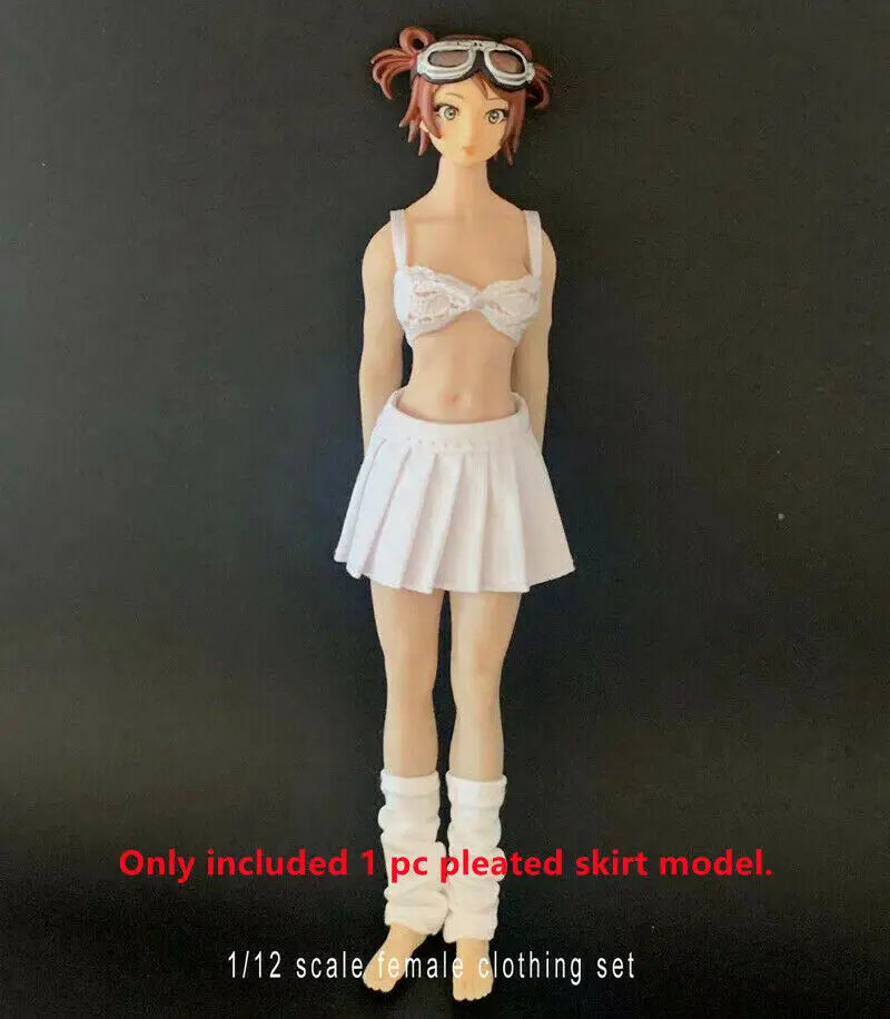 

White 1/12 Scale Pleated Skirt Model for 6'' Figures Doll