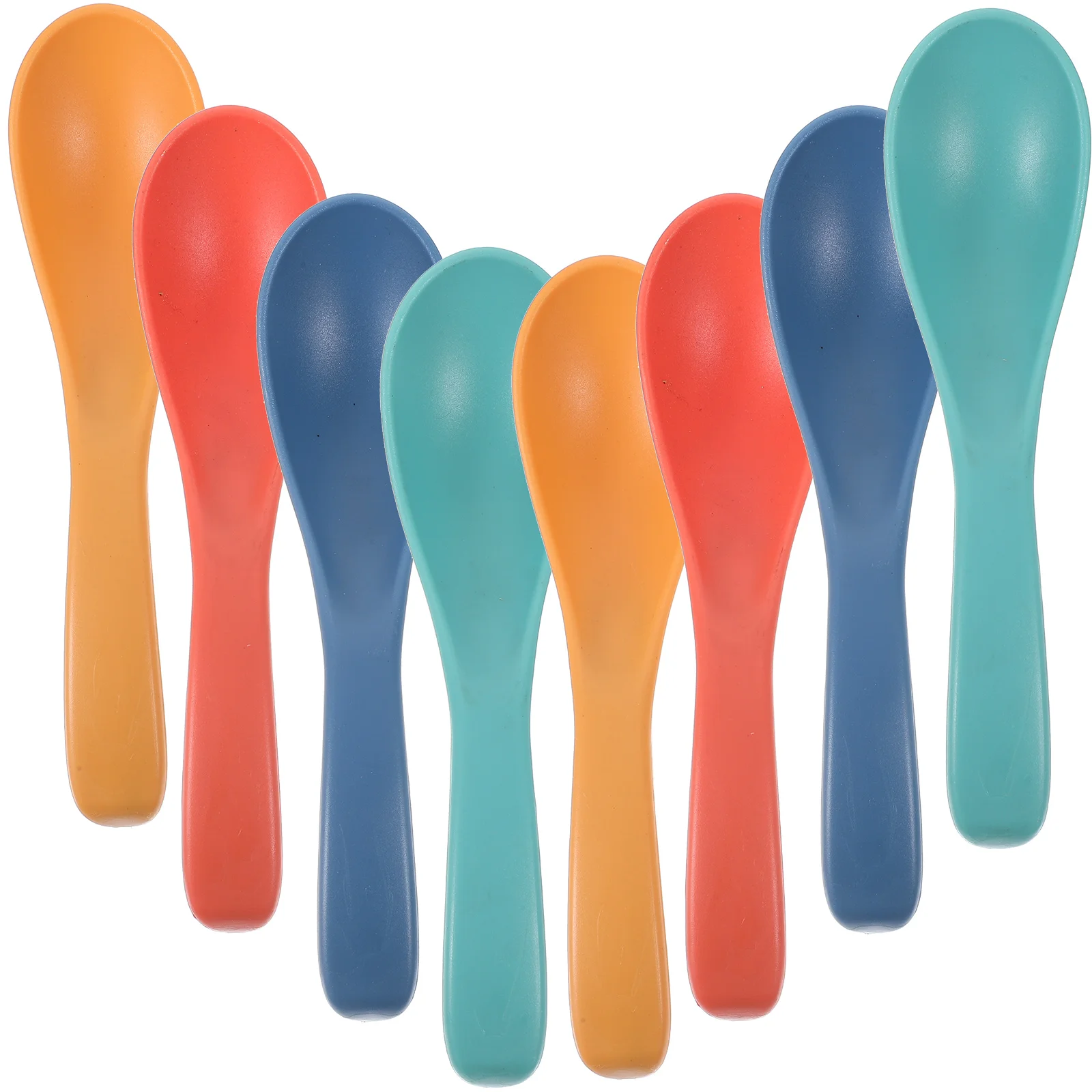 

8Pcs Wheat Straw Soup Spoons Small Spoon for Eating Feeding Ramen Cereal Blue Green Red Portable Travel Dining Kitchen Bar