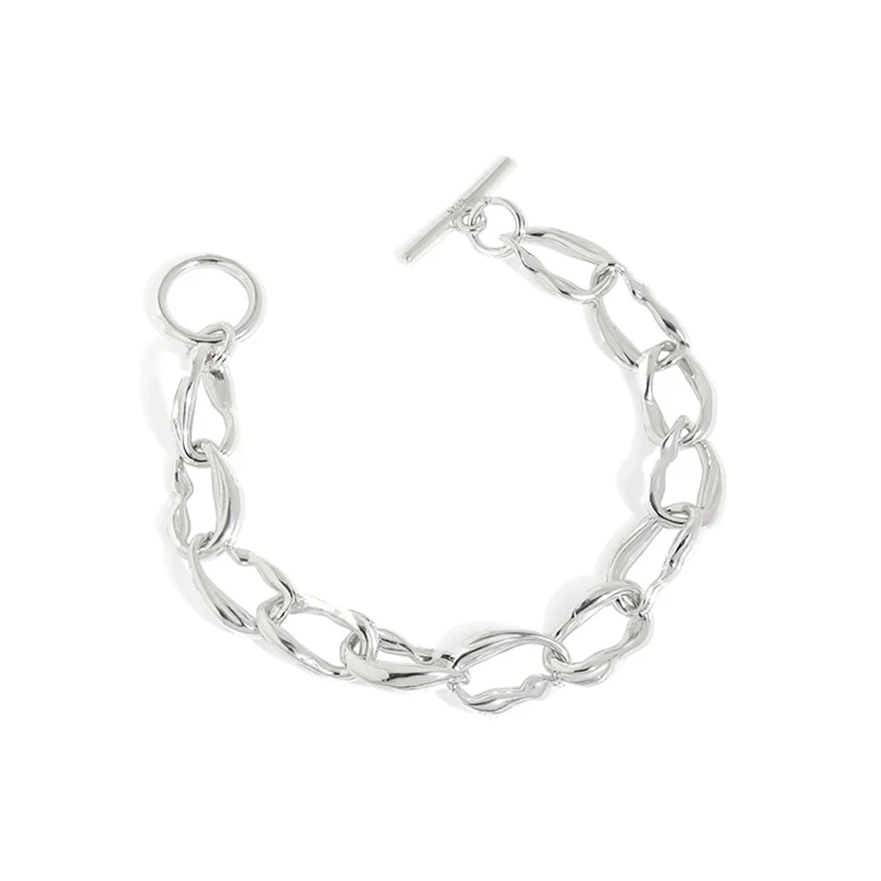 

Toggle Clasp New Design Irregular Chain Bracelets For Women Fashion 925 Sterling Silver Chunky Bracelet