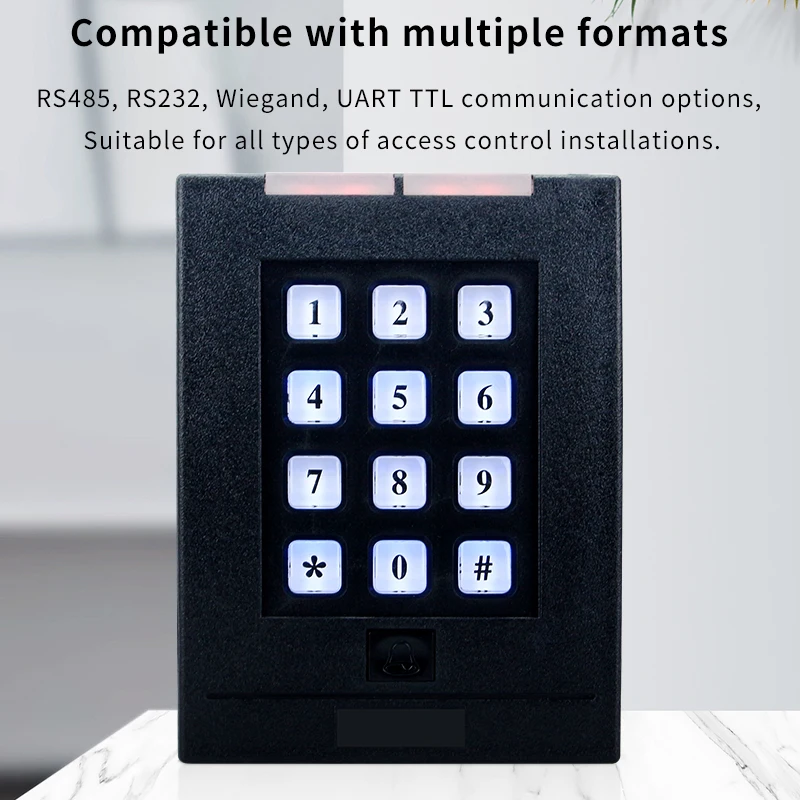 13.56Mhz IC Access Control Keypads, Proximity NFC RFID Card Reader, Supports Wiegand 26/34, RS232, RS485, UART TTL Format