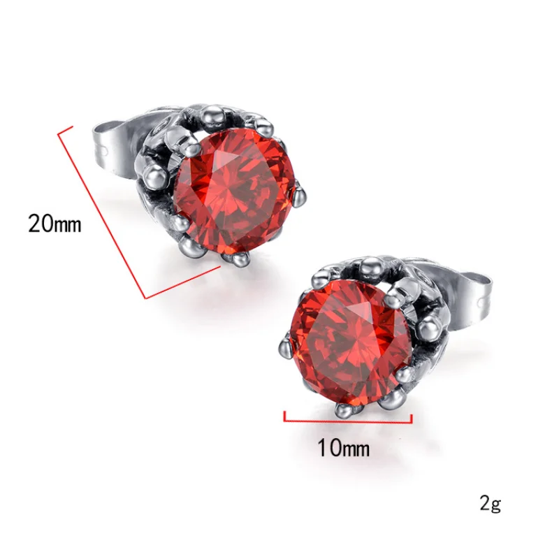 Stainless Steel Titanium Black Red Simple Flower Zircon Hip Hop Piercing Stud Earrings for Men Women Couple Gift Jewelry