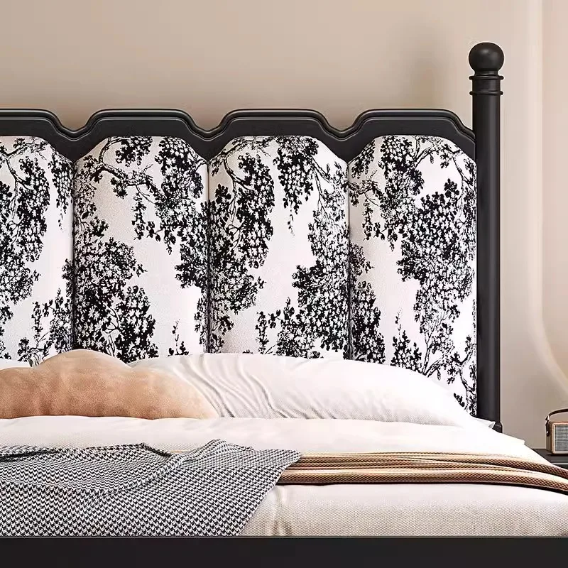 French solid wood modern simple double bed