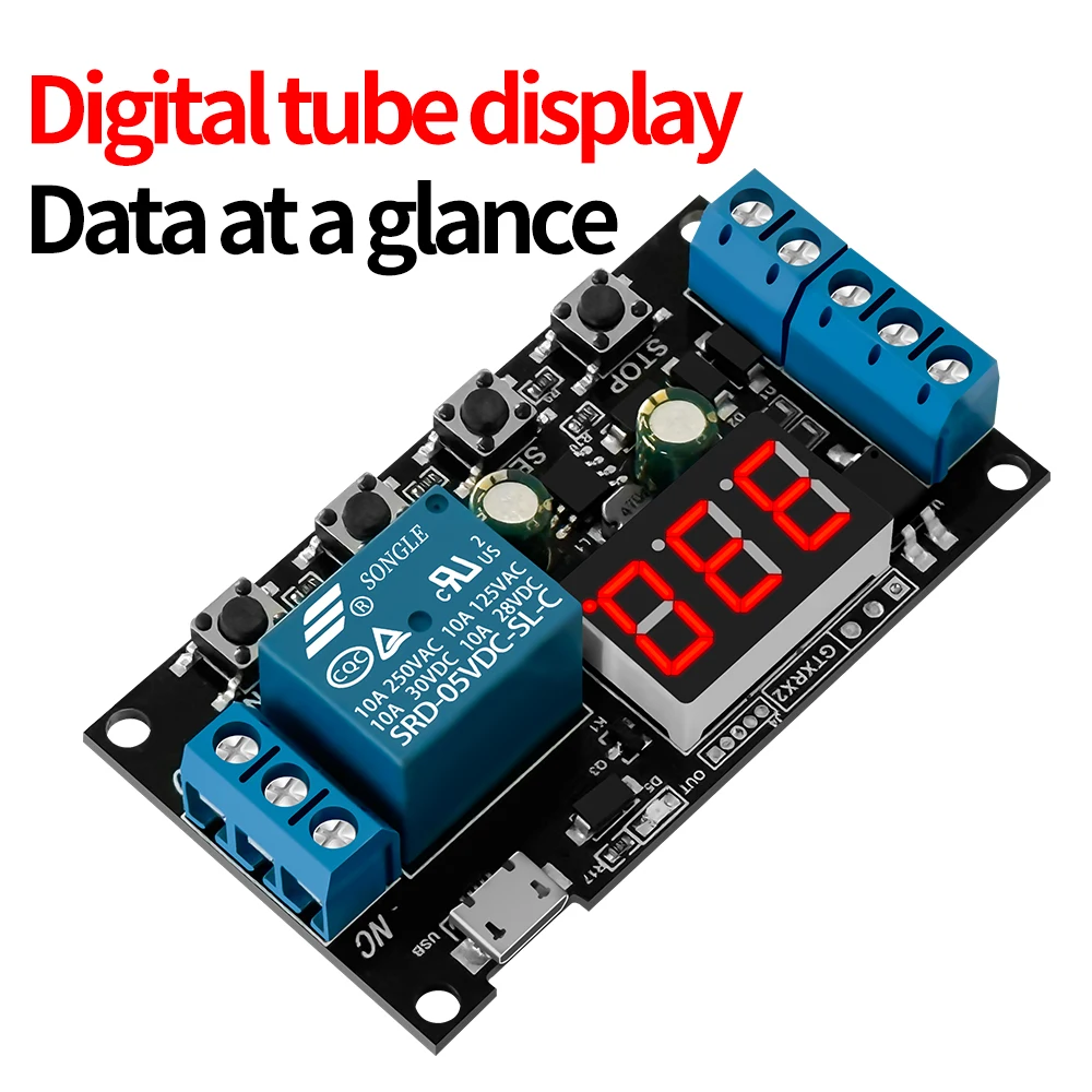 Micro USB Time Delay Relay DC 5-30V LED Display Automation Cycle Delay Timer Control Off Switch Delay Time Relay 5V 12V 24V