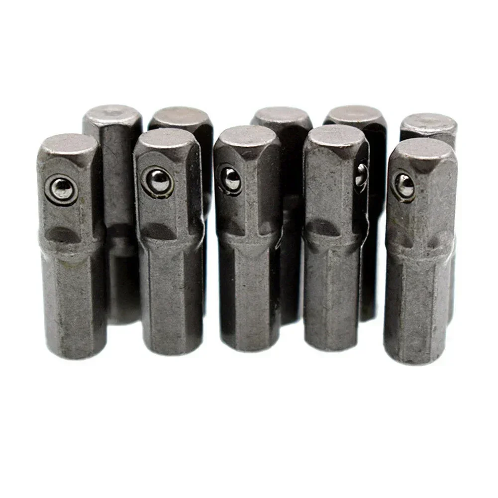 

10pcs 1/4 Square Drive To 1/4 Hex Shank Impact Socket+1/4 Drill Socket Adapter Power Tool Hexagon Handle Adapter Converter Drill
