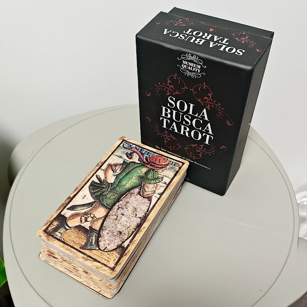 

Sola Busca Tarot Deck In Rigid Box 12*7cm 78 Pcs Vintage Tarot Cards Printed on 350GSM Double-embossed Cardstock
