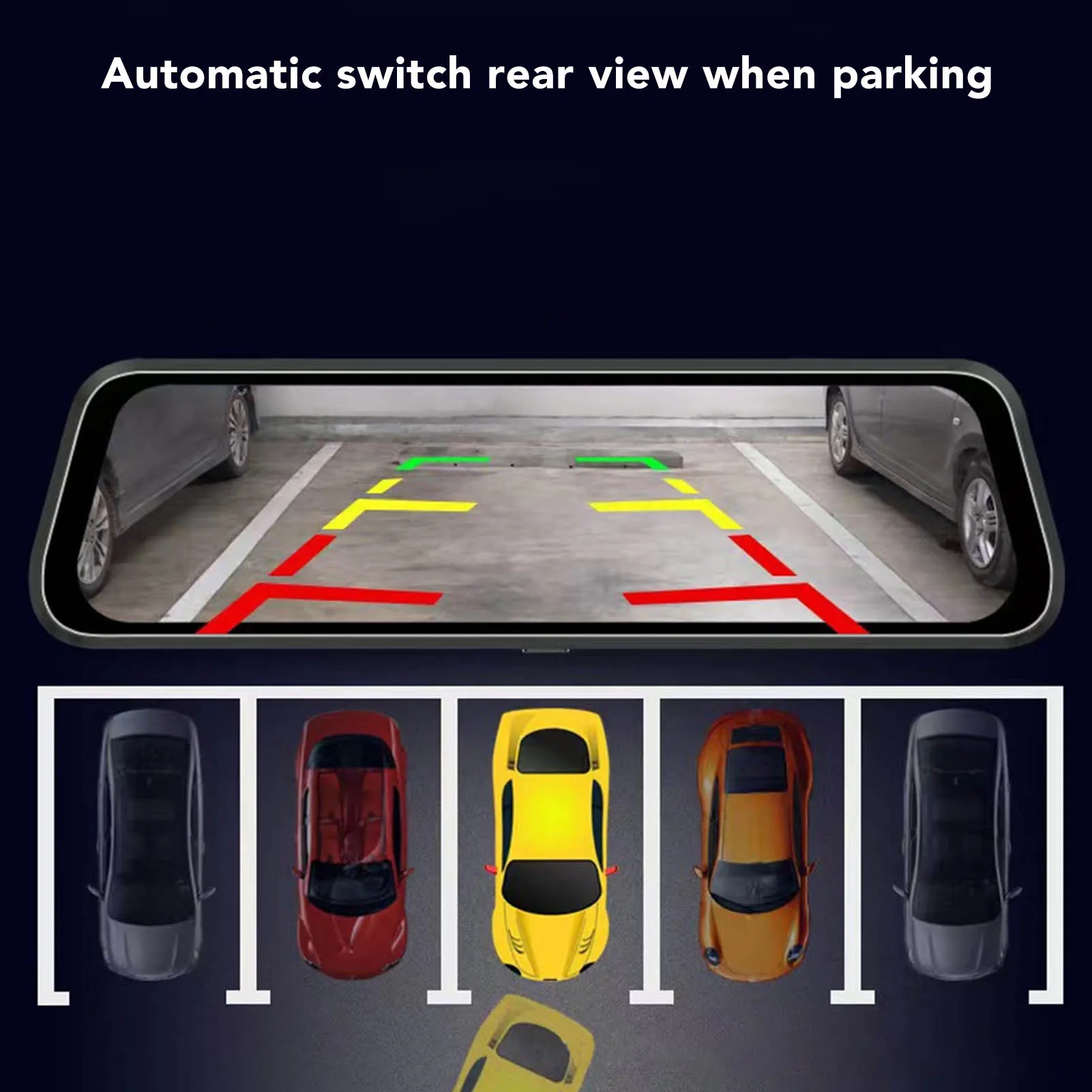 Mirror Dash Cam Dash Camera 9.66in Mirror   Camera 1080P Wide Angle 24H Parking Mode Motion Detection Car Camera