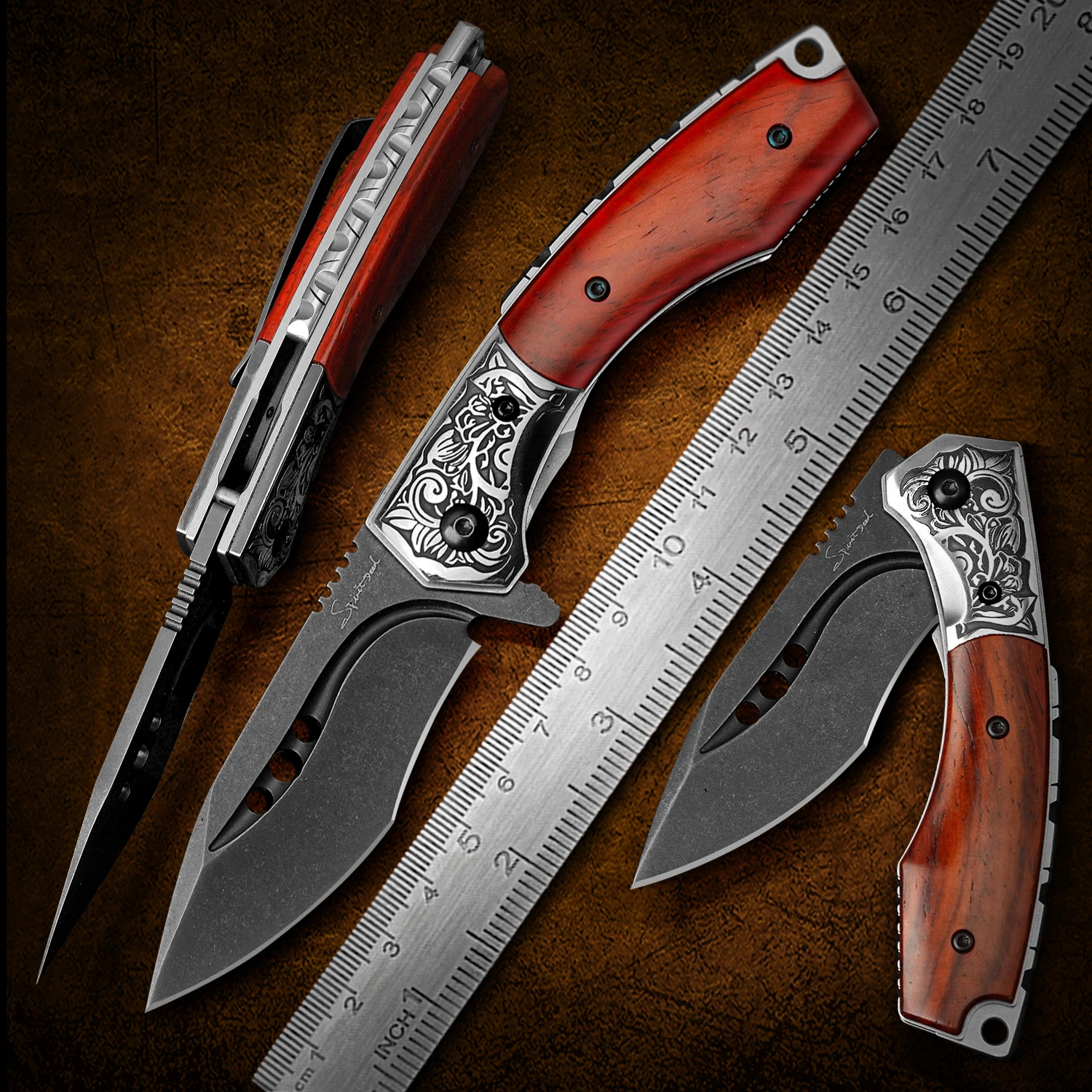 New Folding Knife Handmade Imported CPM-S35VN Powder Steel Blade with rosewood Handle Outdoor Folding Knife