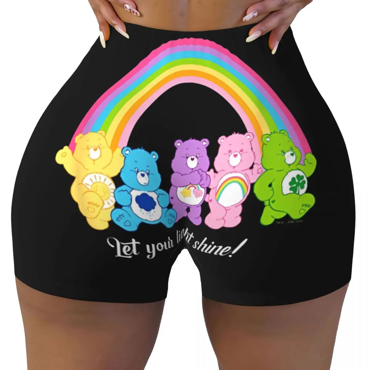 Ladies Gym Running Biker Yoga Shorts Care Bears Let Your Light Shine Rainbow Group Seamless Shorts Lifting Sports Wear