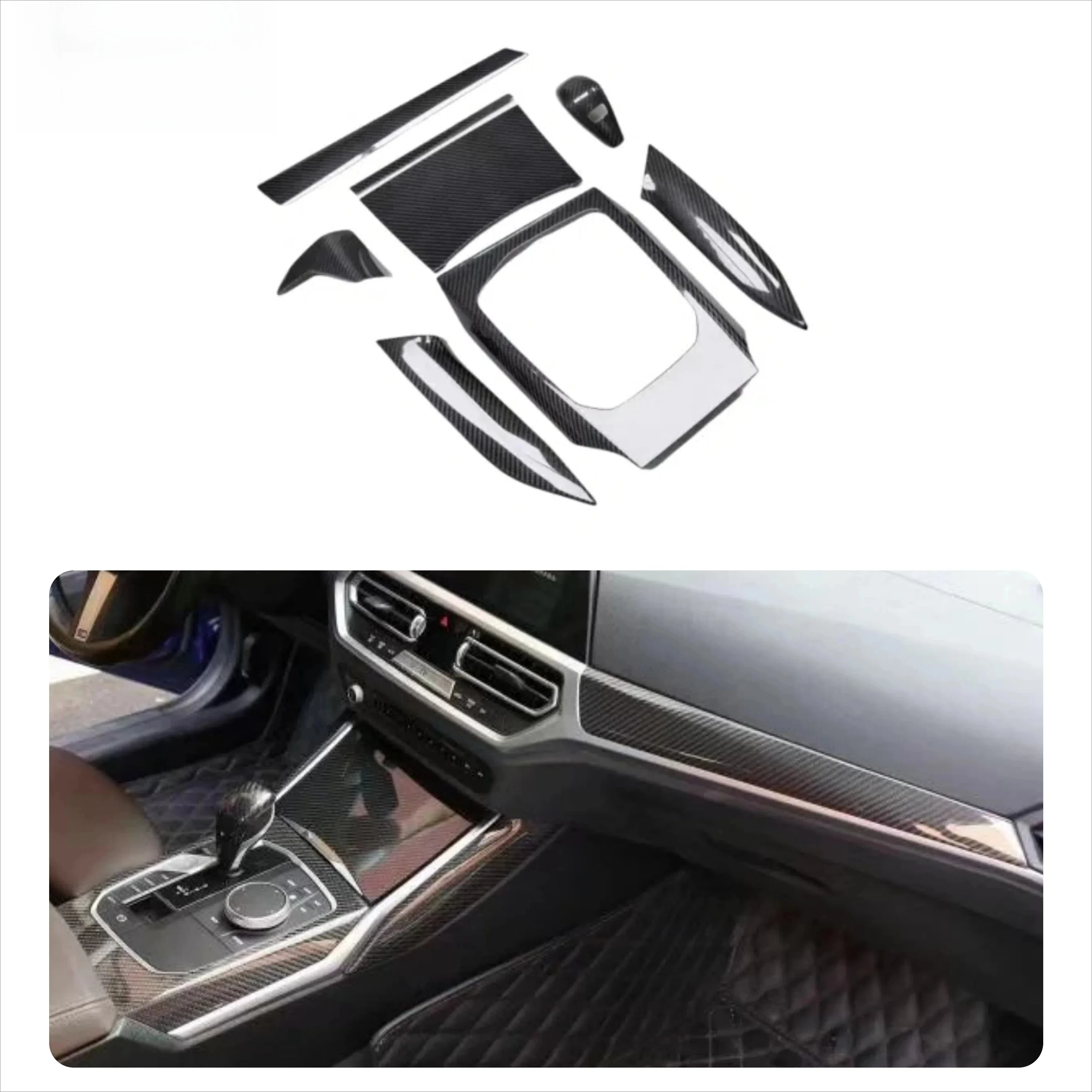 

For BMW M2 M3 M4 G80 G82 G87 G8X Brand New Real Dry Carbon Fiber Trims Car Carbon Interiors Dashboard Cover Bodykit 8 Pieces Kit