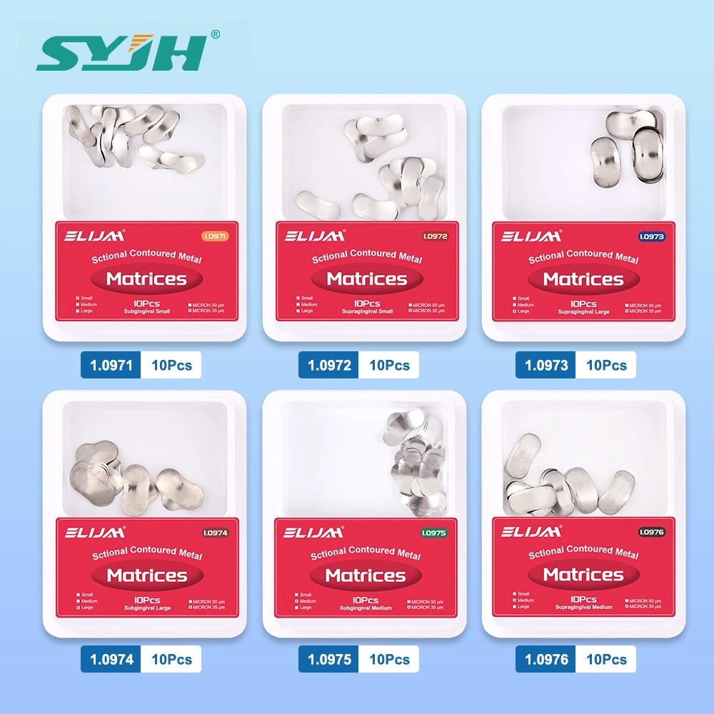 

SYJH 10 шт./кор. стоматологическая матрица, секционные контурные металлические матрицы, стоматологическая матрица, пружинный зажим, кольцо, зажим, клинья, комплект, стоматологический инструмент