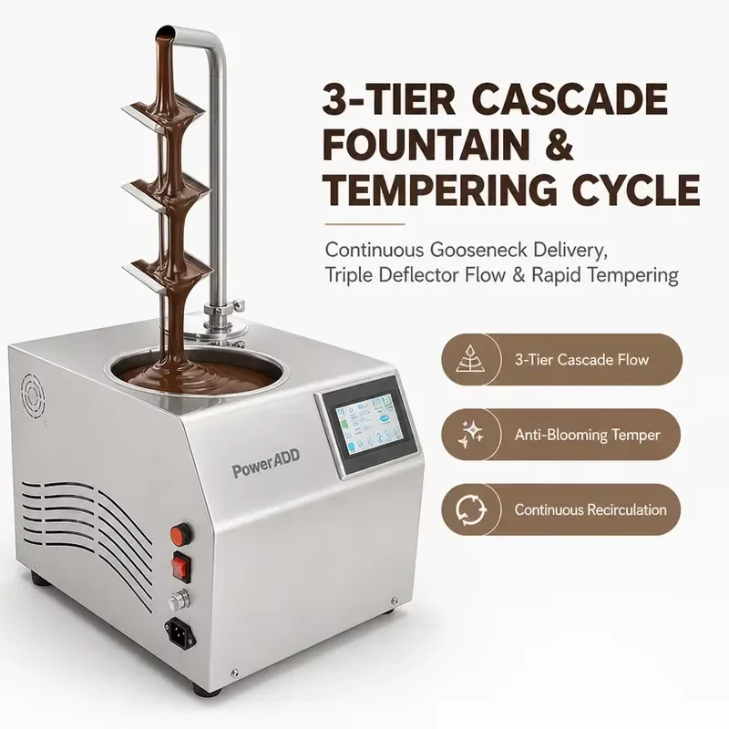 for Desktop Commercial Chocolate Thermostat Automatic Electric Melting Machine with Touch Screen for Pastry Shops