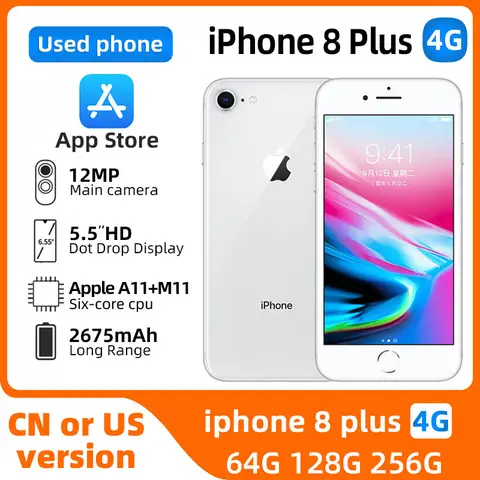 Apple iphone 8 plus 4g ios Smartphone 5.5 inch Screen 256GB ROM 2675 Battery All Colours in Good Condition used phone