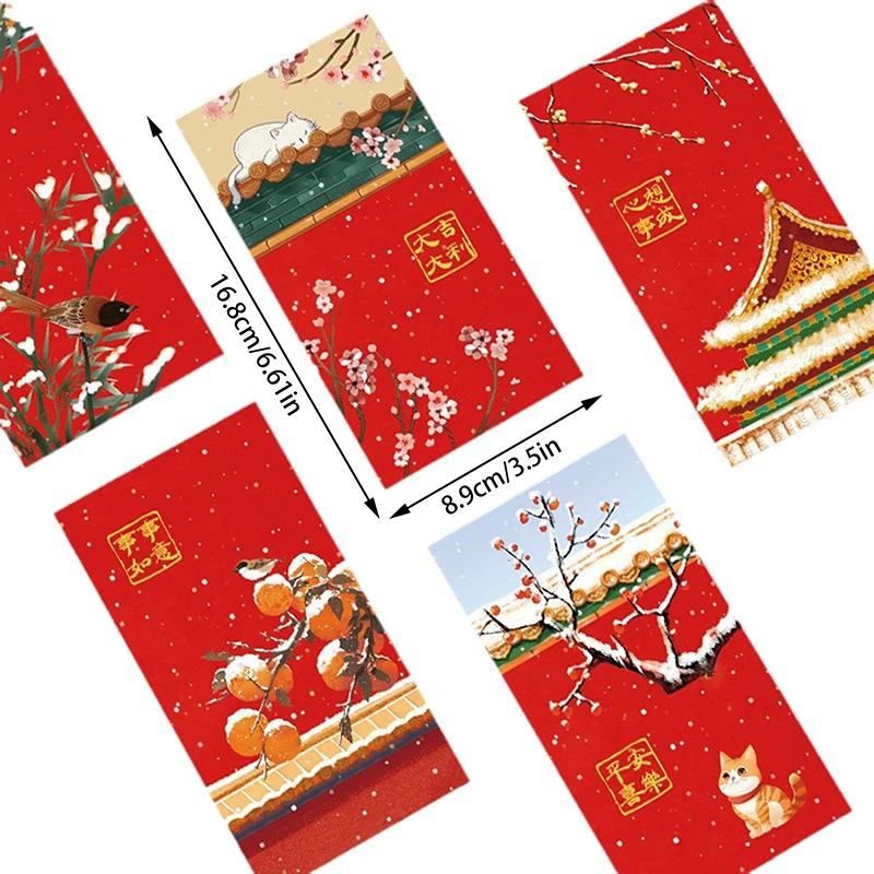 Creative Chinese style Forbidden City Lucky Red Envelope Gift Gold Packaging Red Envelope Gift 6 pcs/set