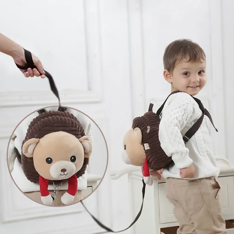 New Cartoon Anti-walking Lost Shoulder Backpack Baby Girls Boys Plush Small Bags With Traction Rope Anti-lost Toddler Schoolbag