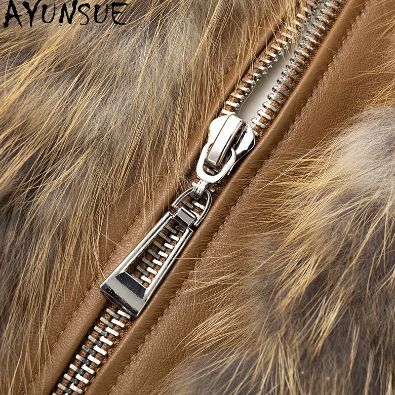 AYUNSUE Real Fox Fur Coat Women Luxury Fur Coats New in Outerwears Elegant Winter Jacket Womens Clothing 2025 Abrigo Mujer