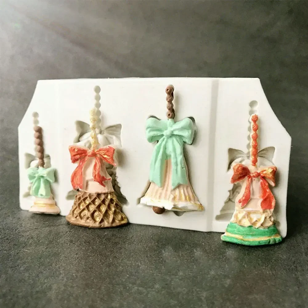 1Pc Christmas Bells Cake Molds Silicone Fondant Molds Cake Decoration Tools Christmas Party Home Kitchen Baking Accessories