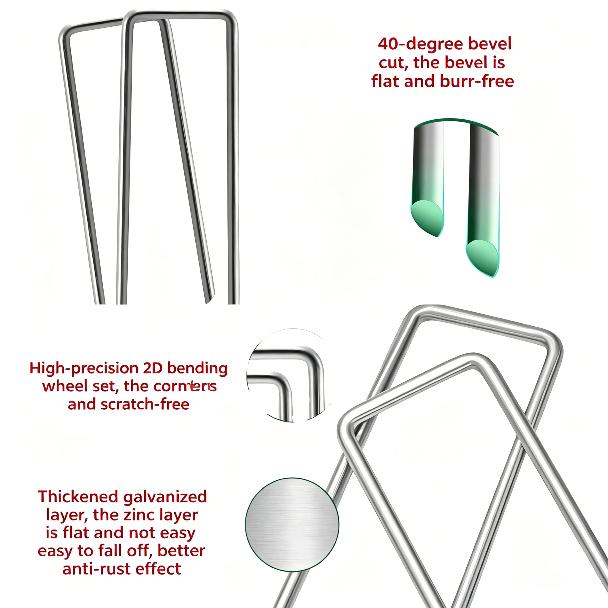 Heavy-Duty Galvanized Landscape Staples Rust-Resistant U-Shaped Garden Stakes for Securing Weed Control Fabric Outdoor Projects