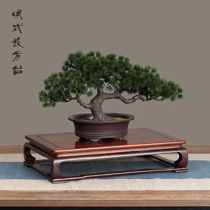 Rectangle Redwood Bonsai Display Pedestal, Vase Decoration, Statue Collection Base, Home, Ming Dynasty Style