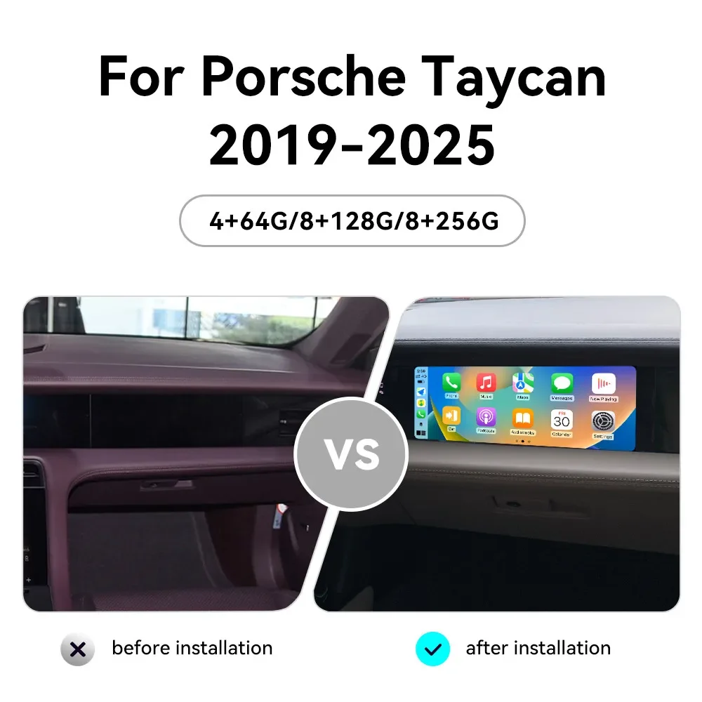 أندرويد لبورشه تايكان 2019-2025 CoPilot الترفيه شاشة مشغل وسائط متعددة اللاسلكية CarPlay راديو السيارة لتحديد المواقع والملاحة S