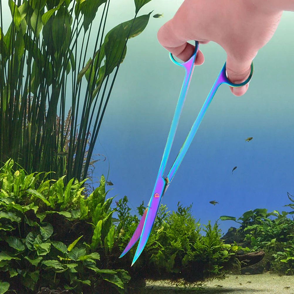 

Aquatic Scissors Stainless Aquarium Clipper Cleaning Tools Water Grass Supply Portable Trimmer Steel