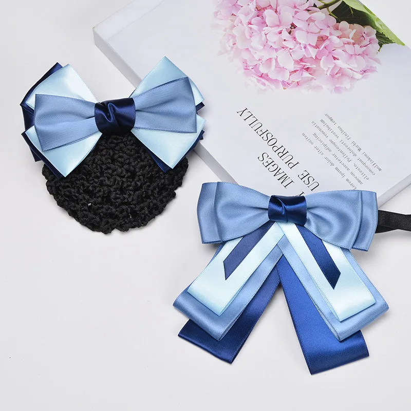 Bank Bow Tie Women's Collar Flower Head Suit Suit Collar Accessories Blue Versatile Bow Work Professional Collar Flower