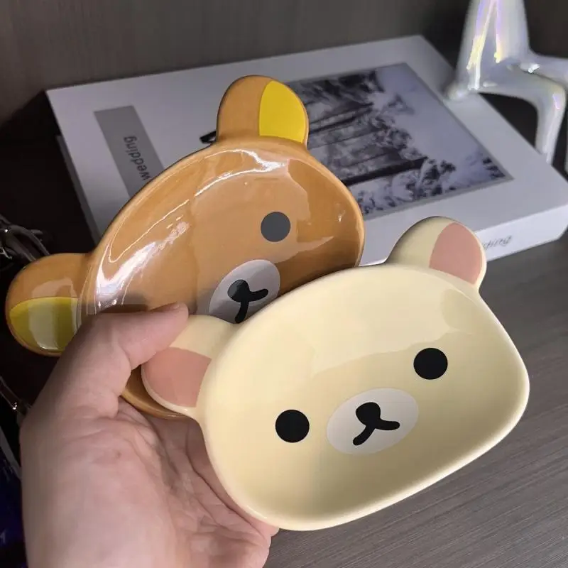 Kartun Lucu Rilakkuma Rumah Saus Hidangan Bumbu Keramik Piring Kecil Mini Penyedap Mencelupkan Nampan Perlengkapan Meja Hadiah Peralatan Makan