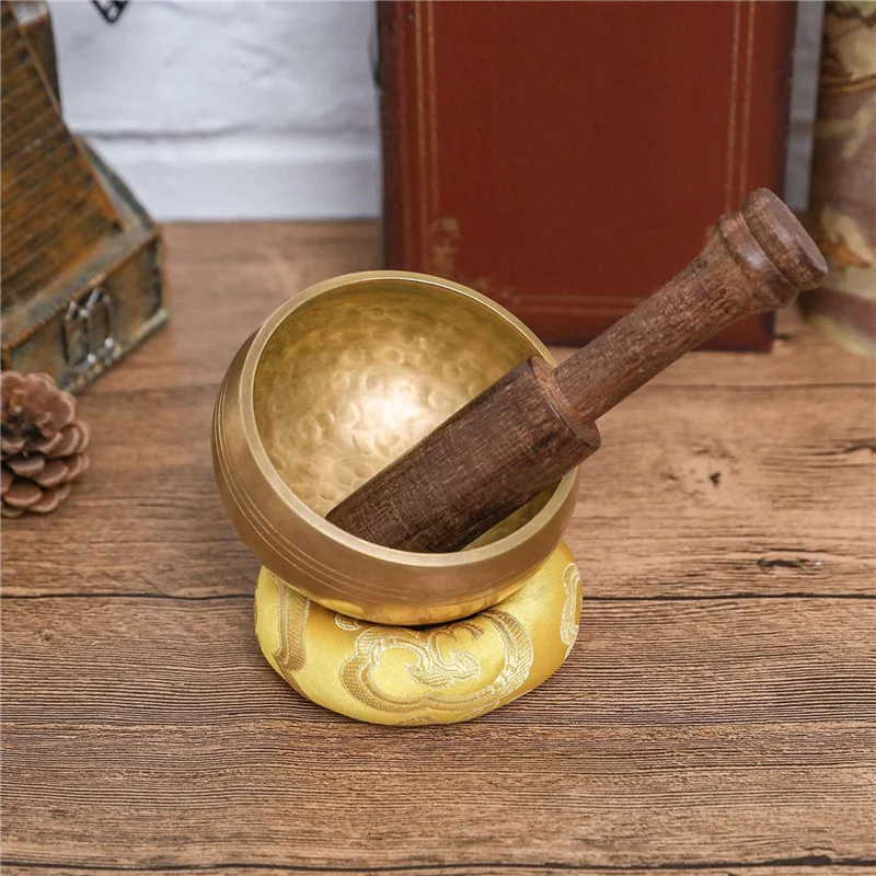 

ABJM-3Pcs 3.2 Inch Tibetan Singing Bowl Zen Meditation Yoga Meditation Bowl Wooden Stick Cushion