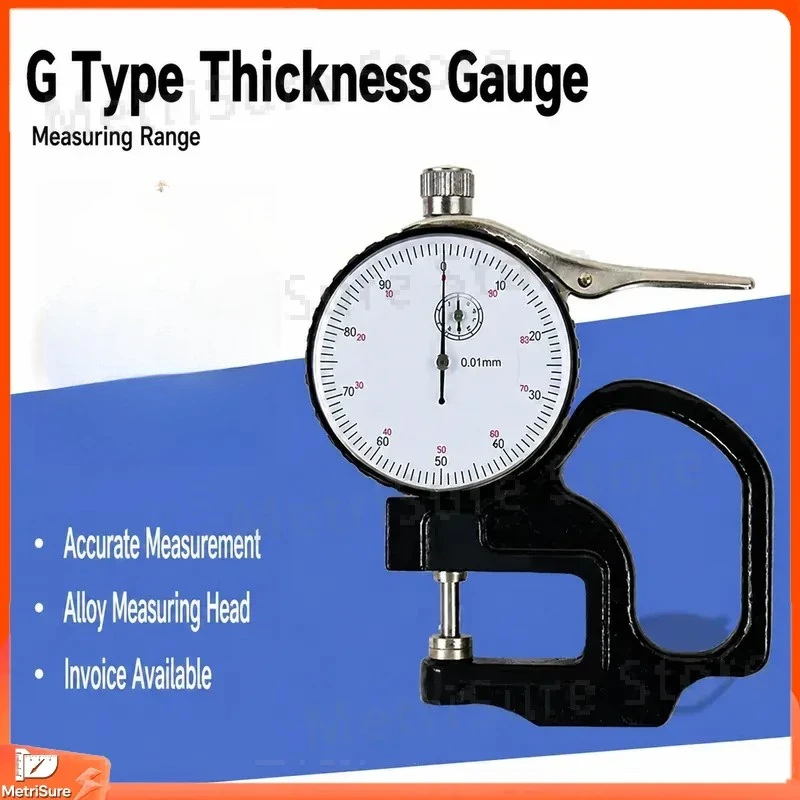 Type Digital Thickness Gauge 0-10mm with Pointer Display 0.01mm Precision Thickness Measuring Tool for Metal Plastic Glass