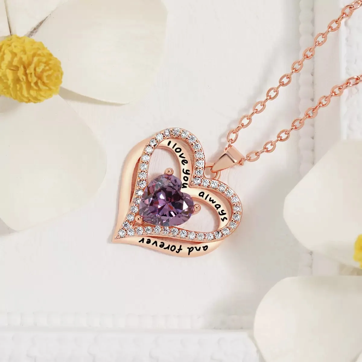 Colliers avec pendentif en forme de cœur pour femmes, avec fleur de Rose, boîte cadeau, petite amie, mère, famille, anniversaire, mode, cadeaux Surprise romantiques