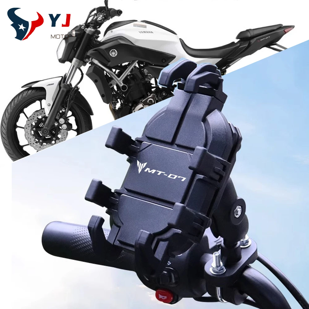 For YAMAHA MT-07 MT07 MT 07 Motorcycle Accessories Handlebar Rearview Mirror Phone Holder W/ Shock Absorber GPS Stand Bracket