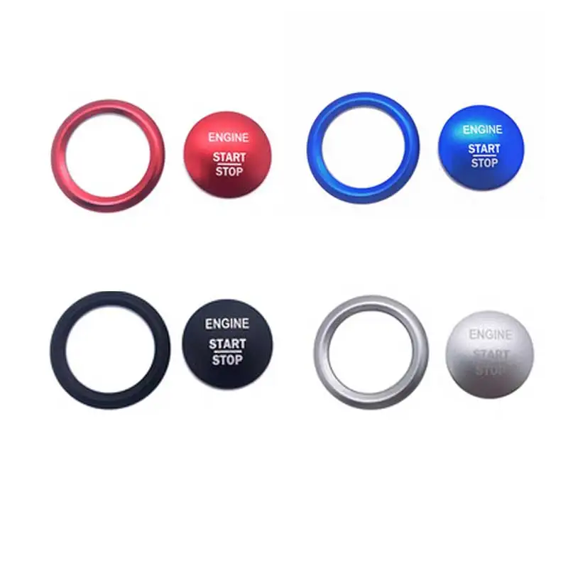 2Pc Engine Start Stop Ignition Key Ring Cover for Mercedes Benz C-Class CLA GLA GLC, One Click Start Decoration Sticker for Cars