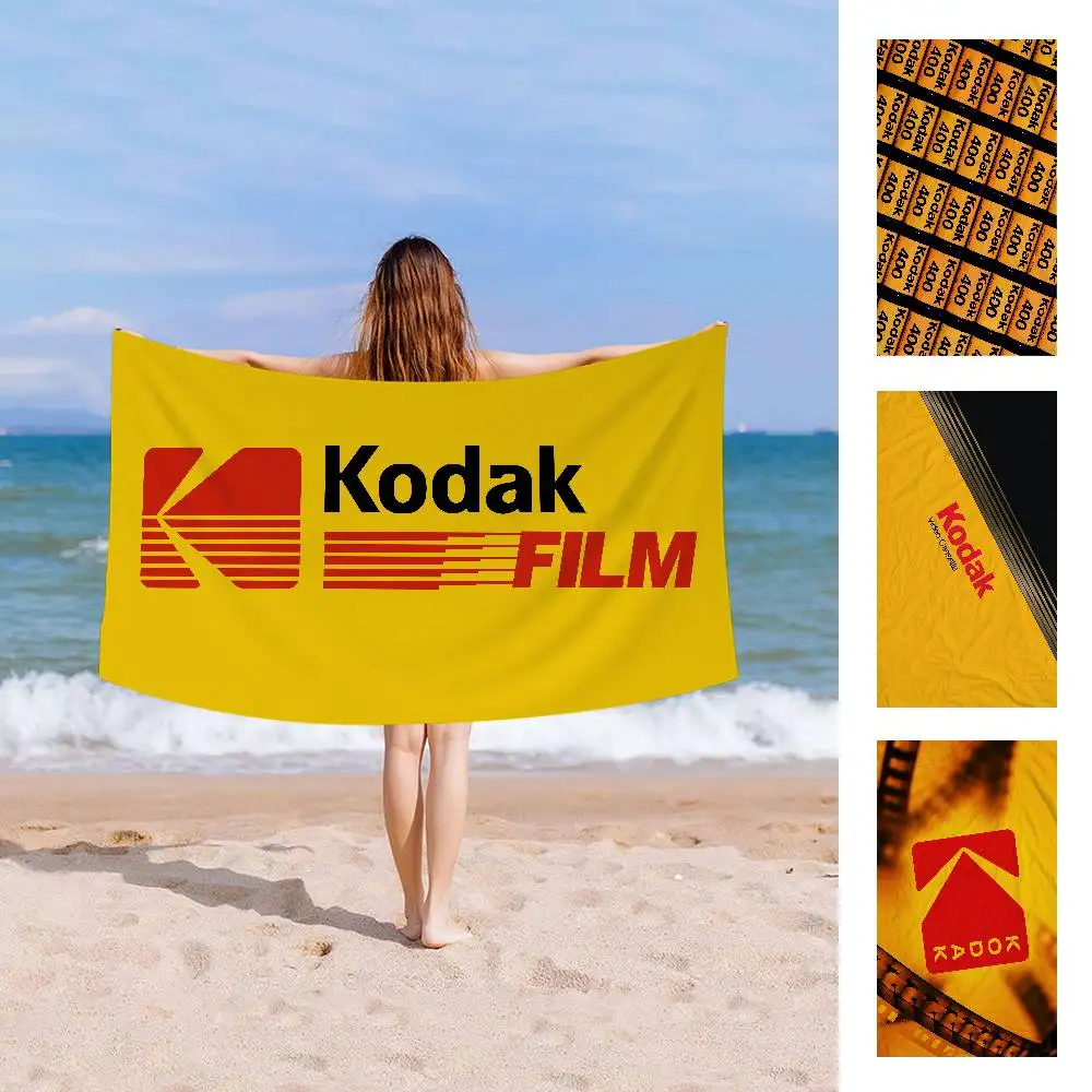 Film Brand K-Kodak Logo Beach Towel Colorful Bath Towels for Girl Microfiber Quick Dry Custom Sand Free Beach Yoga Spa Gym Pool