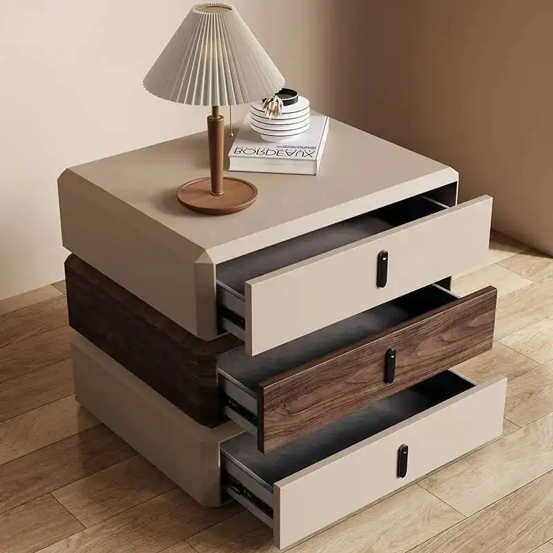 

Modern Rotating ＮightstandSolid ＷoodWhite Drawer Nordic Hotel Bedside Table Small Storage Mesitas De Noche Home Furniture