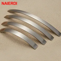 NAIERDI-tiradores plateados de aleación de aluminio para puerta de cocina, pomos de cajón, manijas para puertas de armario, estilo moderno