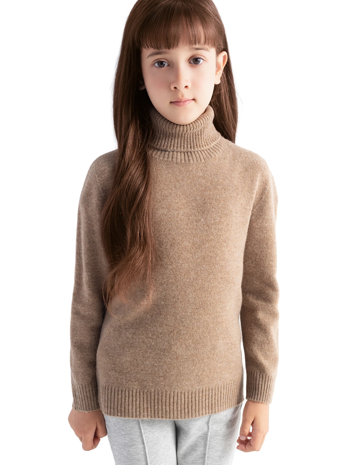

Boys Girls 100% Merino Wool Sweater Fall Winter Kids Turtleneck Long Sleeve Seamless Pullover Children Top Child Woolen Sweaters