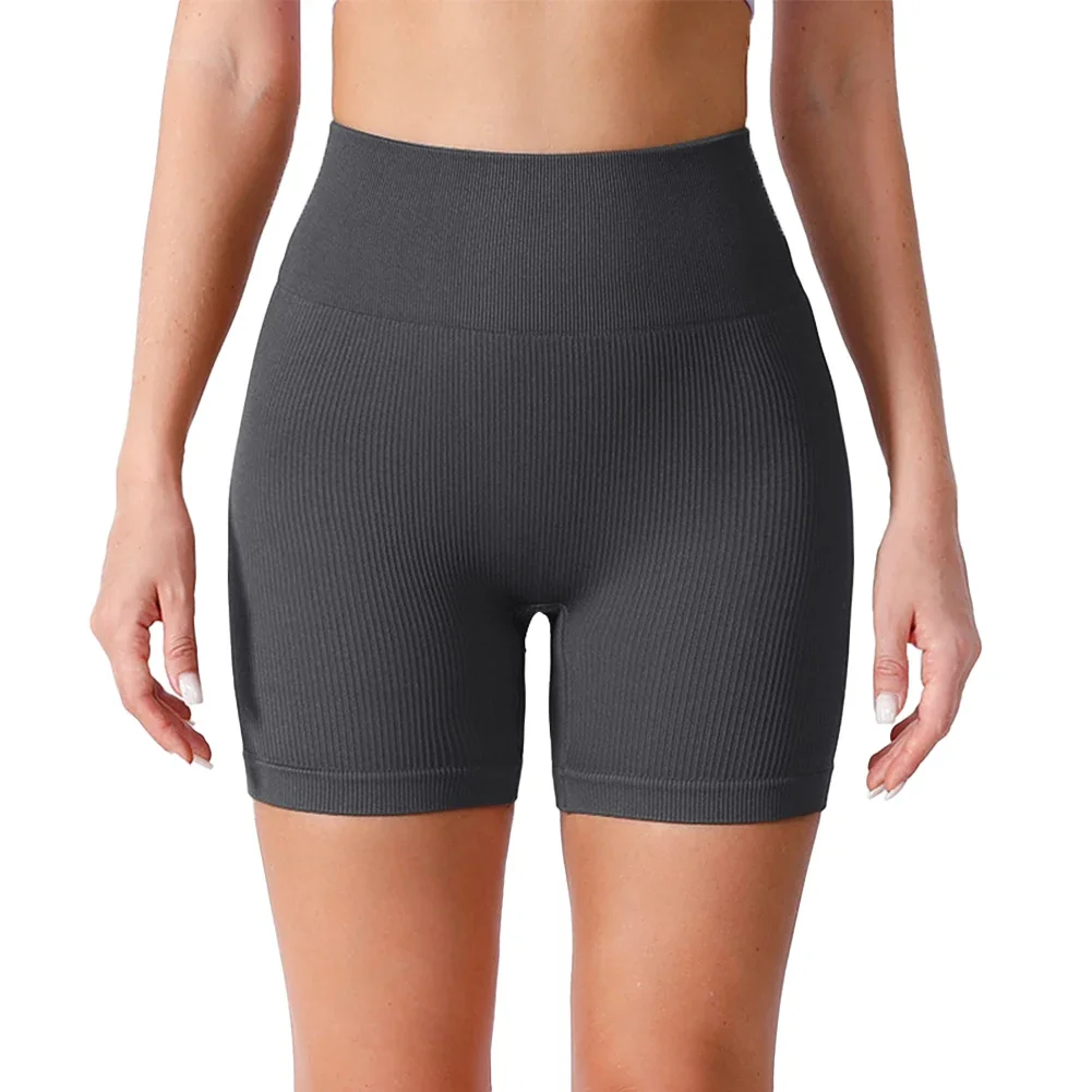 Pantalones cortos para mujer, pantalones cortos para correr sin costuras, Color sólido, tejido acanalado ligero, marca de verano para mujer, Yoga y Fitness