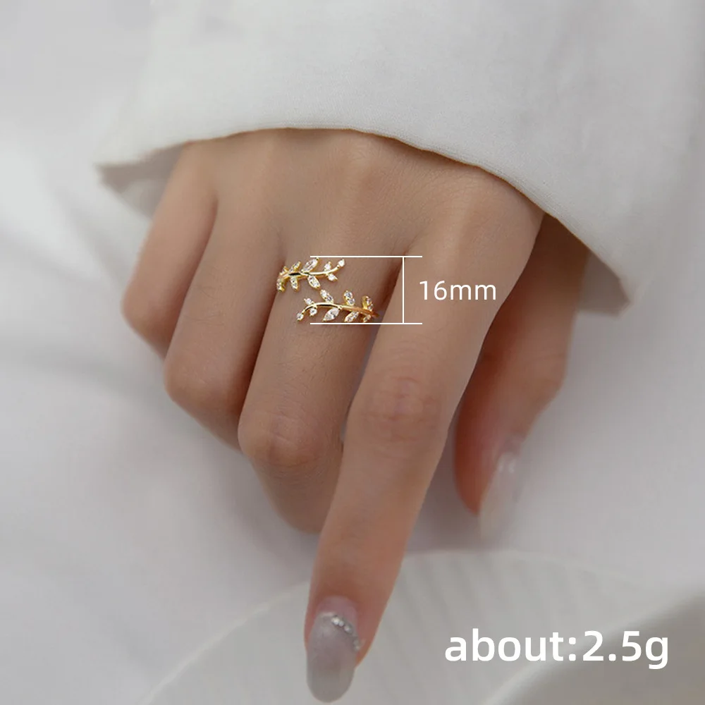 Fancy Leaf Design Adjustable Opening Rings for Women