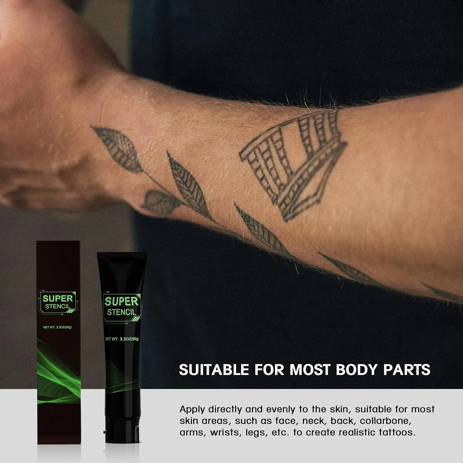 EZ Tattoo-Gel para plantillas, Gel suave y agradable para la piel, solución para tatuajes, 3,2 OZ