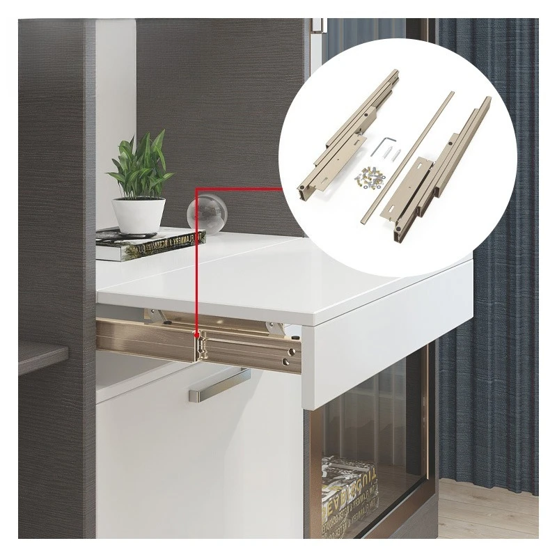 Invisible Soft Close Extensible Guide Slide Dining Table Rise Desk Track Table Slide Furniture Accessories