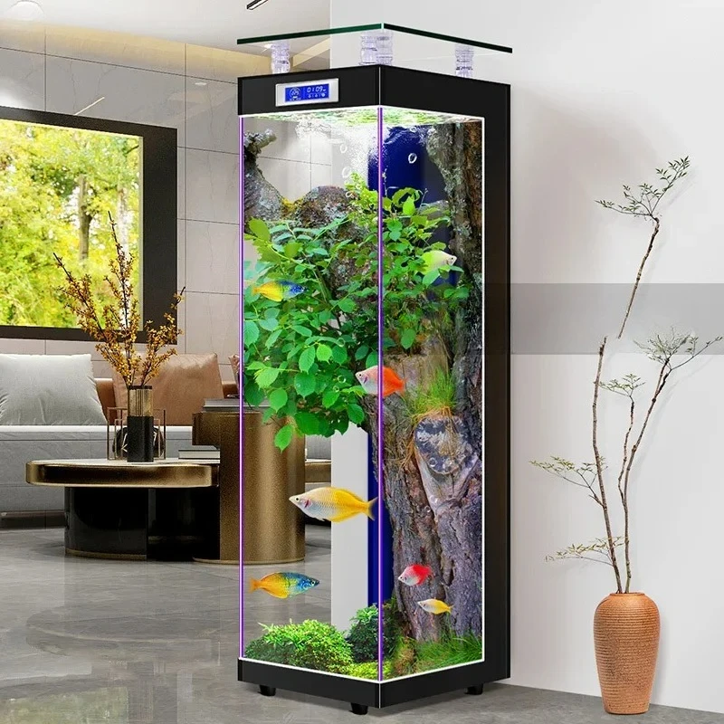 fish tank living room small floor ecological water-free new ultra-white glass aquarium home