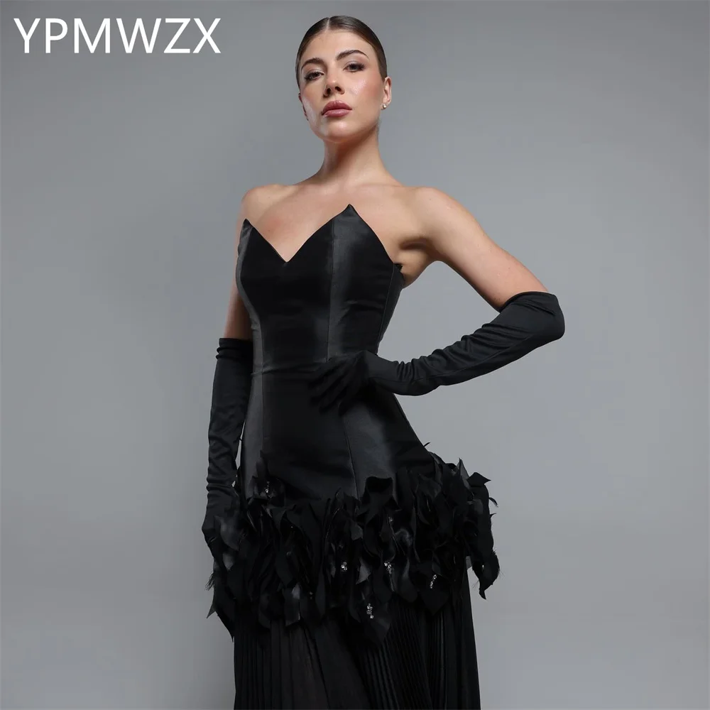 Disesuaikan gaun Prom gaun malam Formal wanita YPMWZX tanpa tali kolom panjang rok terbungkus Bespoke gaun acara bagian