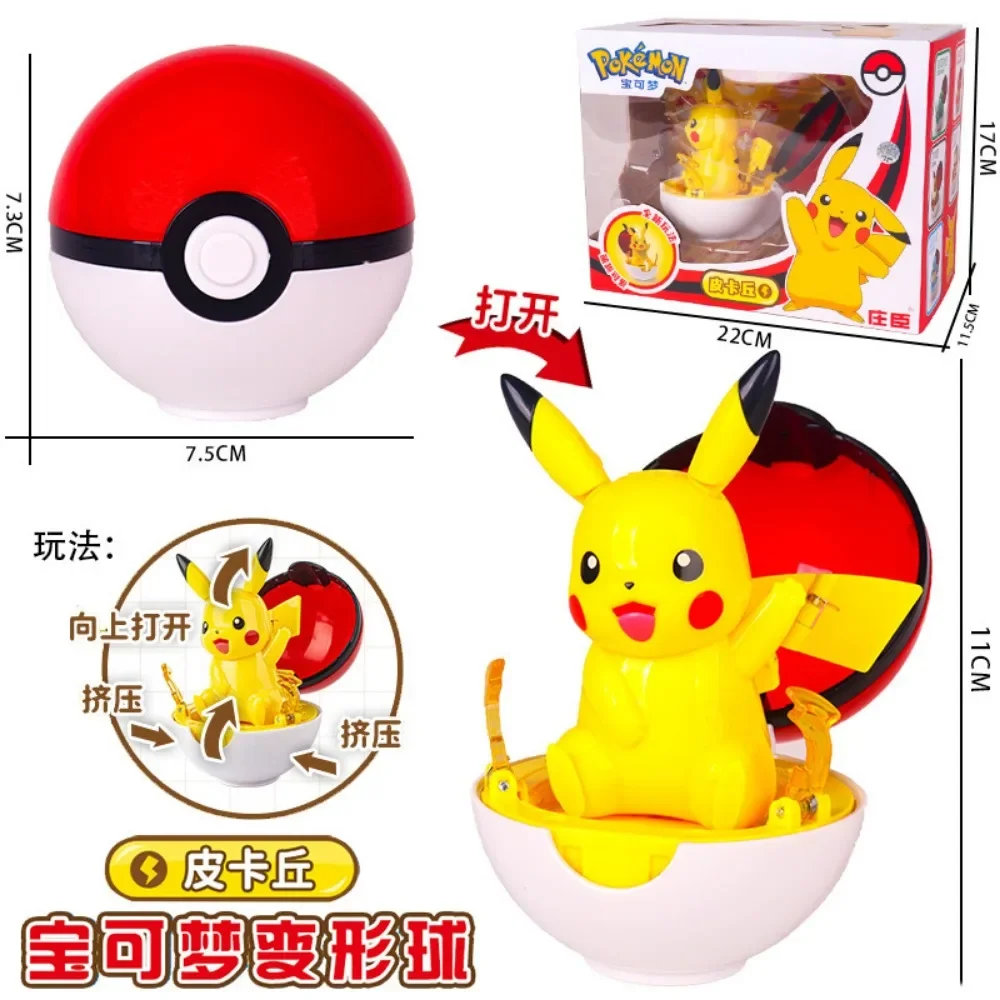 Authentieke Anime Pokémon Schattige Pikachu Gyarados Mewtwo Venusaur Transformeerbare Bal Beeldje Desktop Ornament Kinderspeelgoed Cadeau