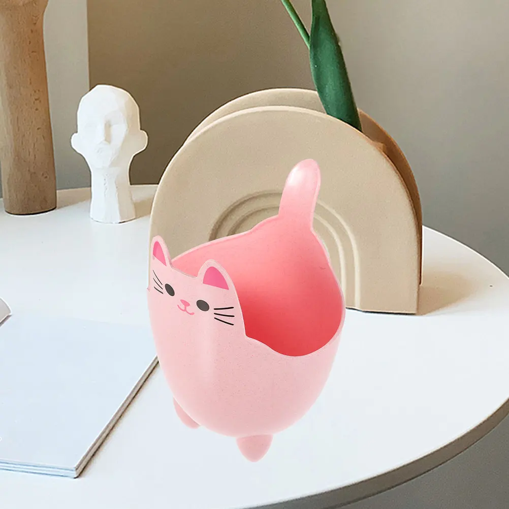 

2Pcs Cat Shaped Desktop Trash Can Storage Bucket Mini Plastic Garbage Holder Cute Design for Office Desk Small Space White