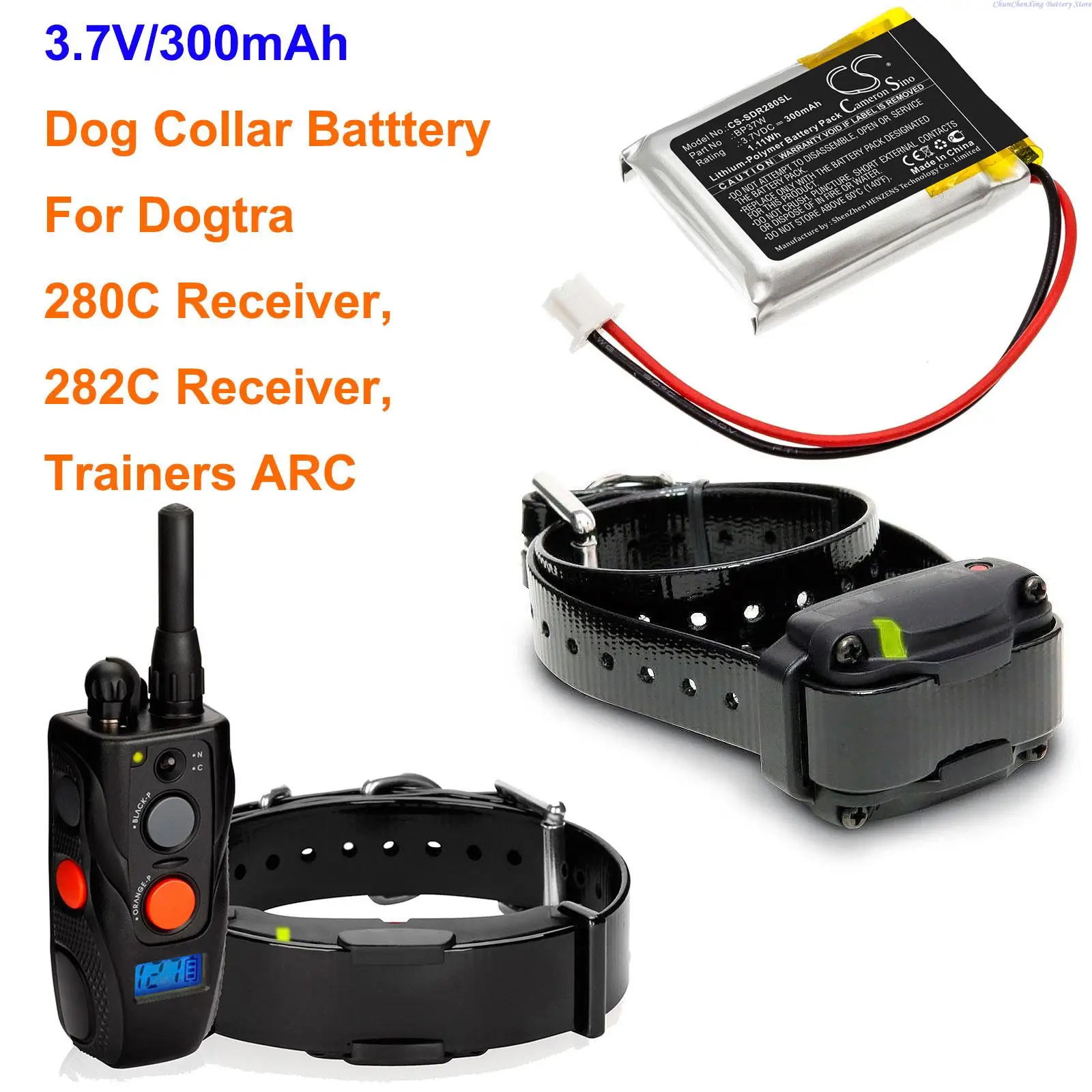 

Cameron Sino 3.7V 300mAh Dog Collar Battery BP37W for Dogtra 280C Receiver, 282C Receiver, Trainers ARC +TOOL
