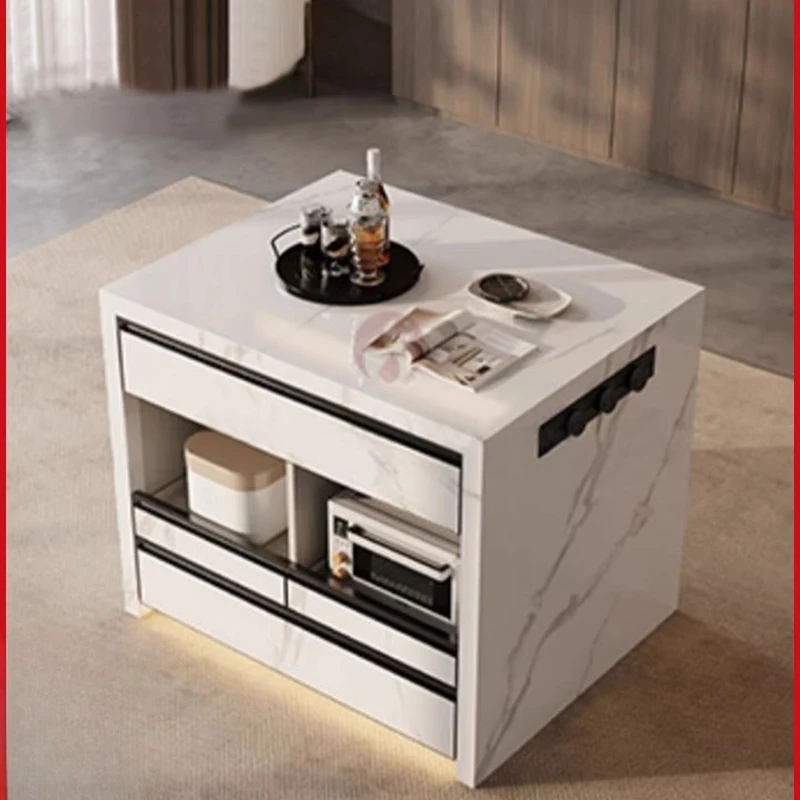 Italian Light Luxury Rock Slab Island Cabinet, Separate Household High-end Sense with Sink Can Be Customized