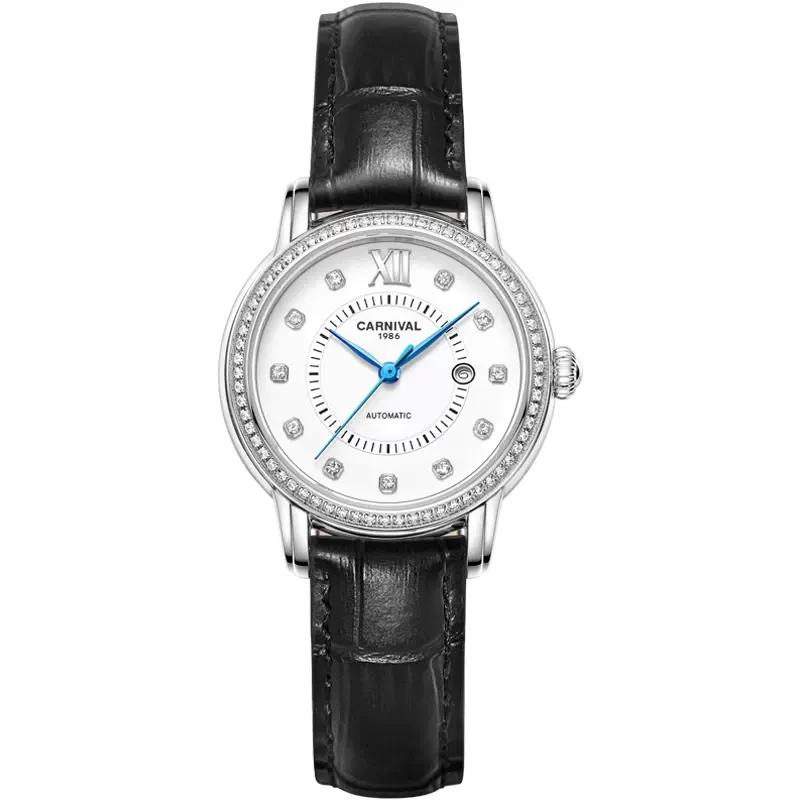 CARNIVAL Top Brand Fashion Ladies Watch Leather Band Automatic Mechanical Female Wrist Watch Ladies Gifts Clock Relogio