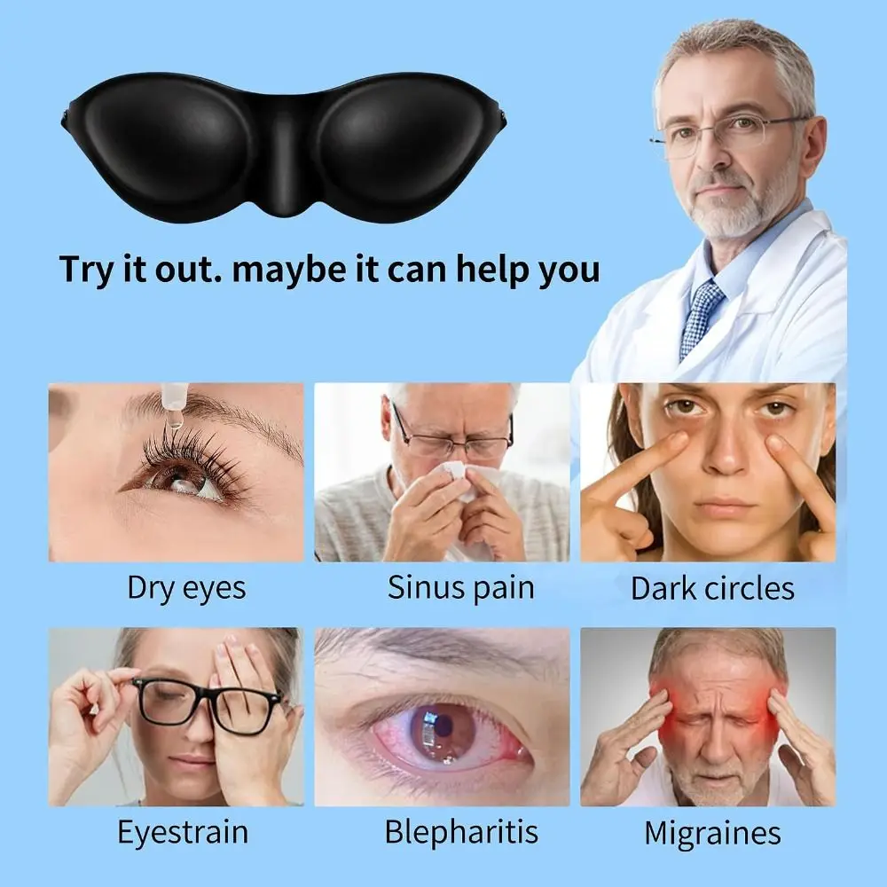 Portable Silicone Eye Mask Moisture Chamber Adjustable Sleep Mask Dry Eye Relief Soft Blackout Mask Travel