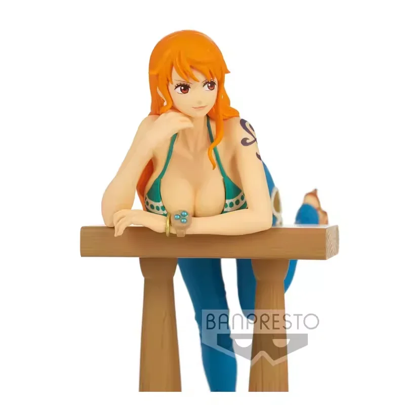 Bandai banpresto original genuíno anime uma peça grandline viagem 16cm nami posição propensa pvc figura de ação brinquedos modelo