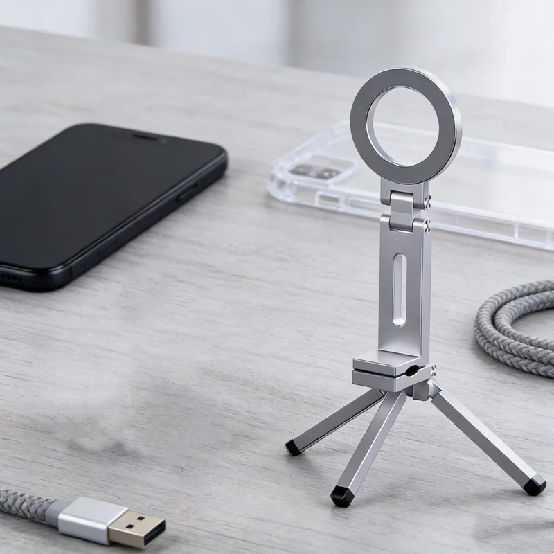 1/2 Pack Universal Magnetic Phone Holder, Foldable with Strong Suction, Universal Clip, Hands-Free, Adjustable Angle, Compact Stand, Stylish Accessory, Durable Clip, Stable Grip