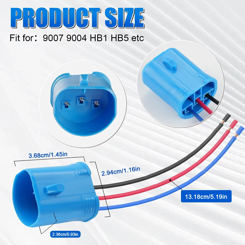 2pcs 9004 9007 Socket Male Plug Wiring Harness HB1 HB5 Headlight Base Adapter Connector Cable